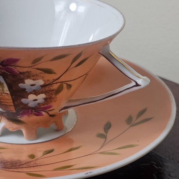 Vintage Hand-Painted Porcelain Tea Cup Saucer Set Floral Design Made in Japan 19 - Picture 10 of 11